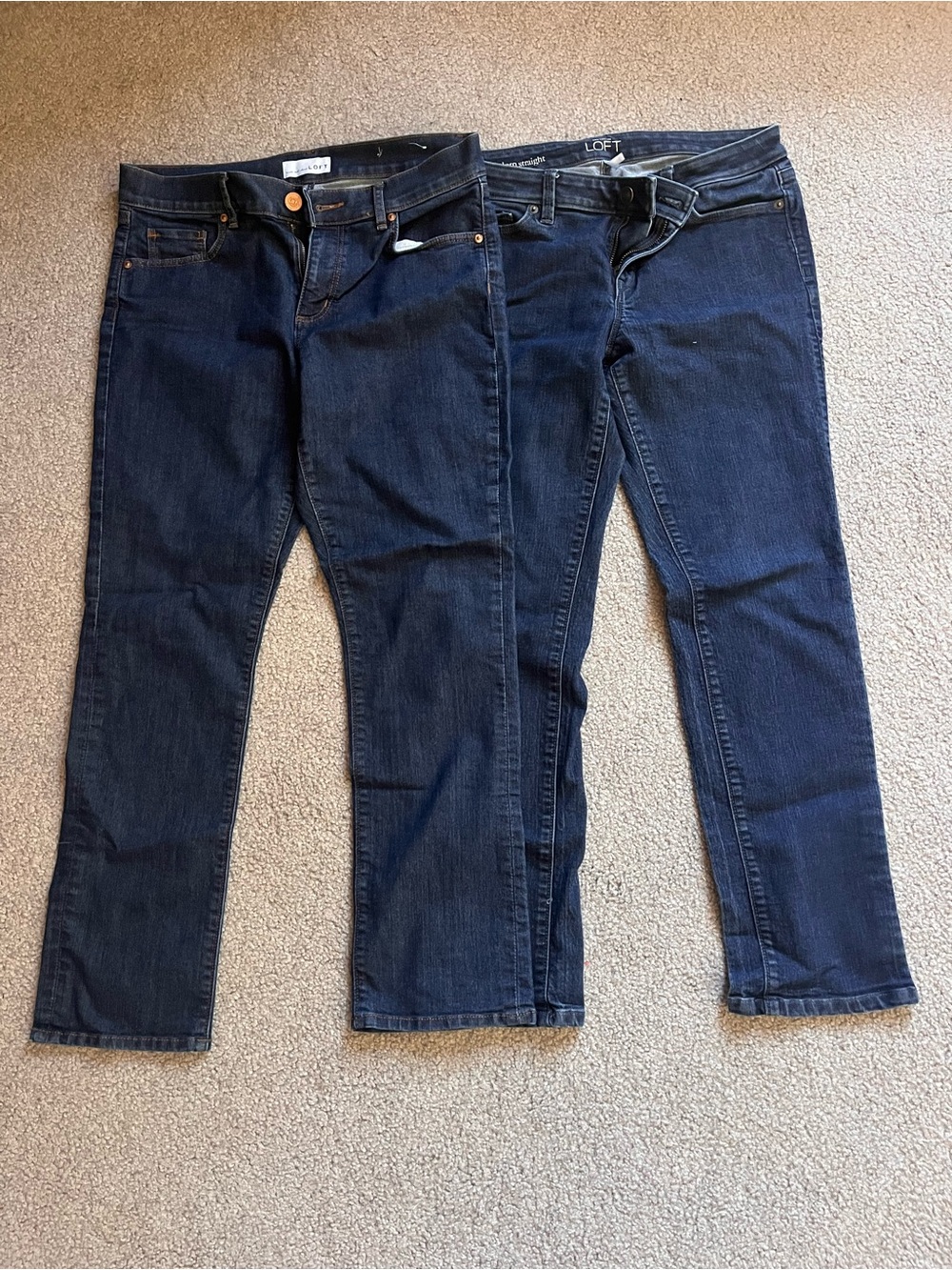 2 pairs of Loft Dark Blue Women's Slim Straight Jeans 30/10